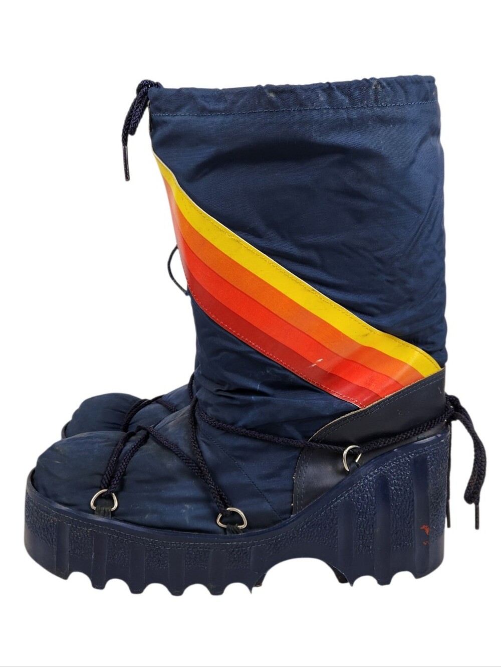 Vintage Rainbow Moon Boots Winter Ski Snow Nylon Mens Size 10 - 11 Size Large - Picture 2 of 15